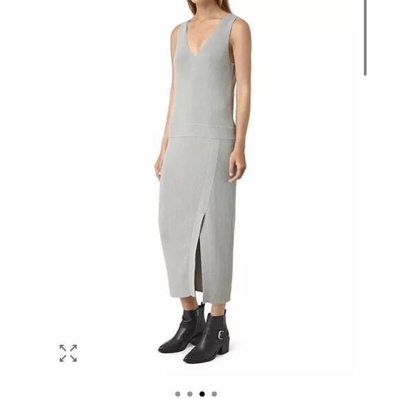 ALLSAINTS Rassa Ribbed drop waist sweater  Dress V-neck, sleeveless, small midi - Picture 1 of 13